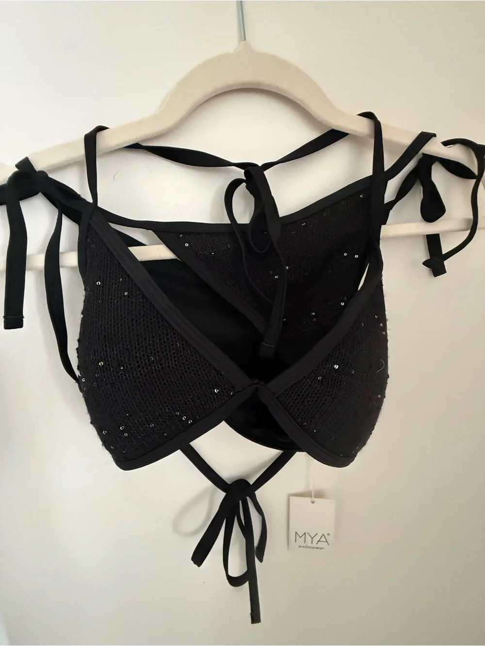 Black Sequin Triangle Bikini 3 pieces